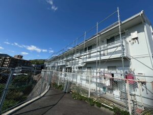 施工中：足場設置①