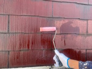 屋根塗装　施工中①