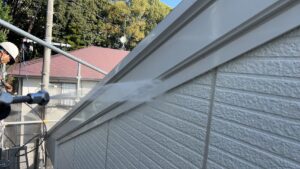 施工中:付帯洗浄